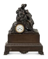 A Louis Philippe Bronze Figural Mantel Clock