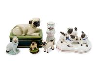 Six Porcelain Pug Figures