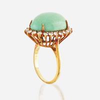 A turquoise, diamond, and gold ring