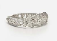 A 14K White Gold and Diamond Bracelet