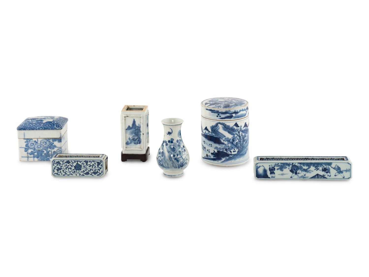 Six Chinese Blue and White Porcelain Wares