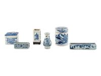 Six Chinese Blue and White Porcelain Wares