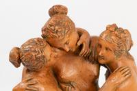 A Continental Terra Cotta Figural Group After Antonio Canova