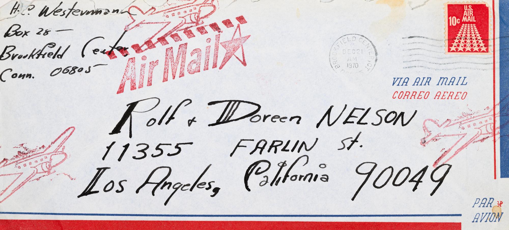 Untitled (To Rolf Nelson) , 1963-68 (a group of six embellished envelopes)