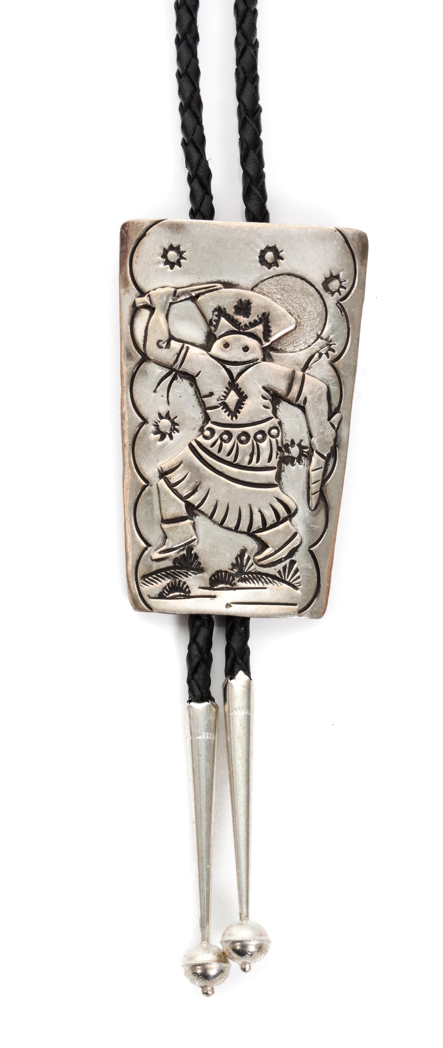 A Navajo Silver Bolo, Robert Bencenti Height 3 x width 1 7/8 inches.