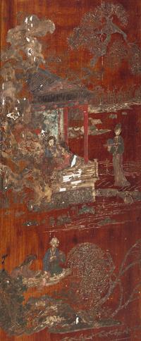 A Chinese Lacquer Six-Panel Floor Screen
