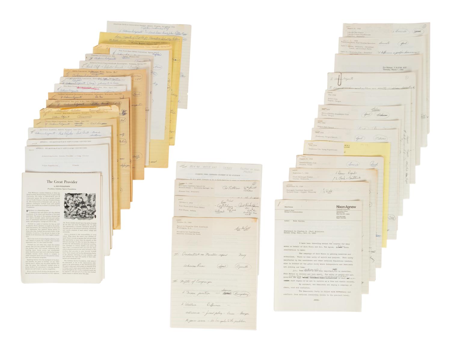 A Group of Sports and Political Speeches From the Collection of of Hall of Fame Oklahoma Football Coach Bud Wilkinson