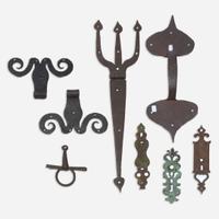 A group of eight pieces of wrought iron hardware 18th / 19th century
