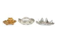 Three Mteal Shelll form Serving Bowls