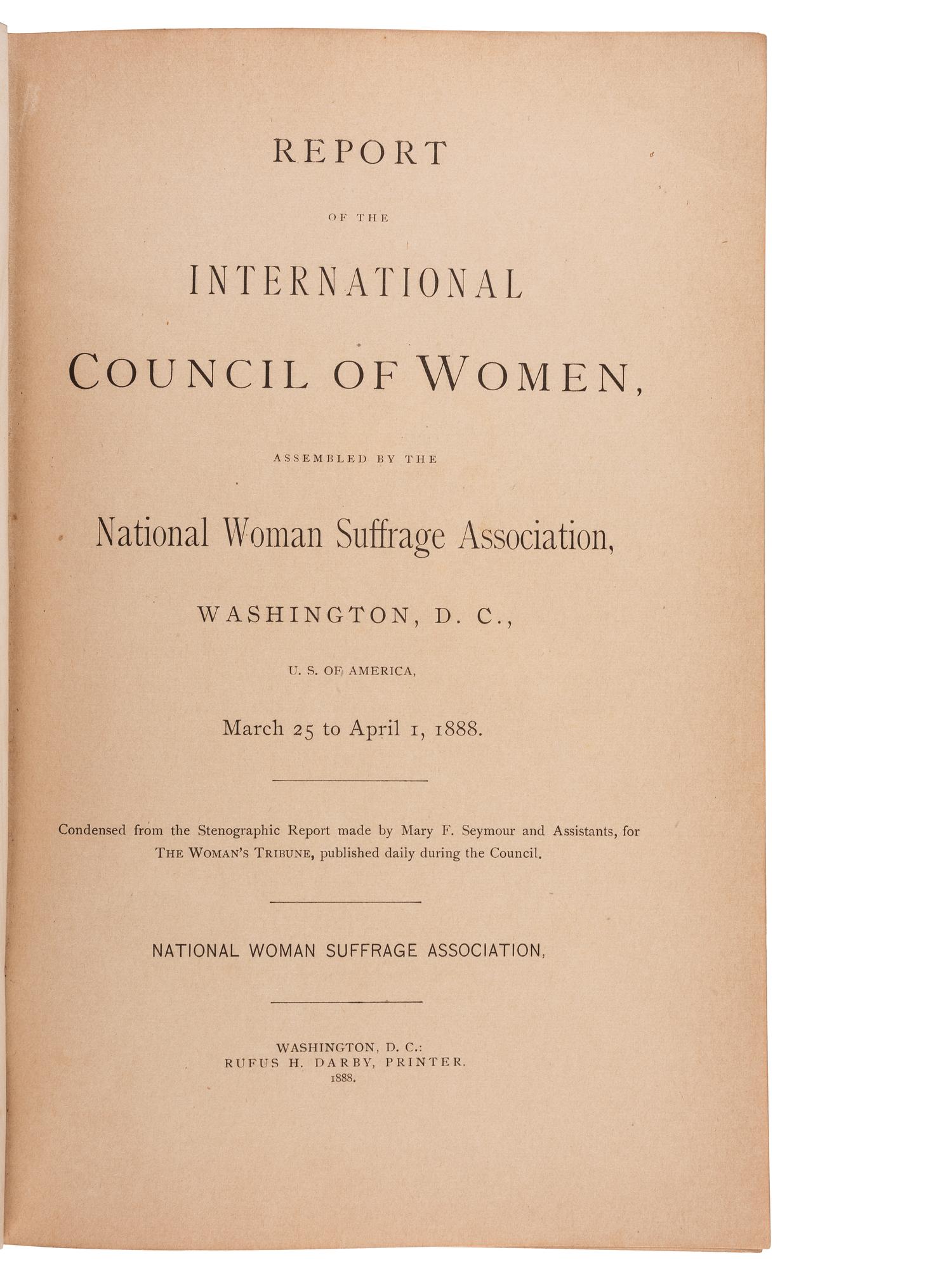 [WOMEN'S SUFFRAGE]. ANTHONY, Susan B. (1820-1906). Autographed note signed ("Susan B. Anthony"). Rochester, NY, 1 January 1898.
