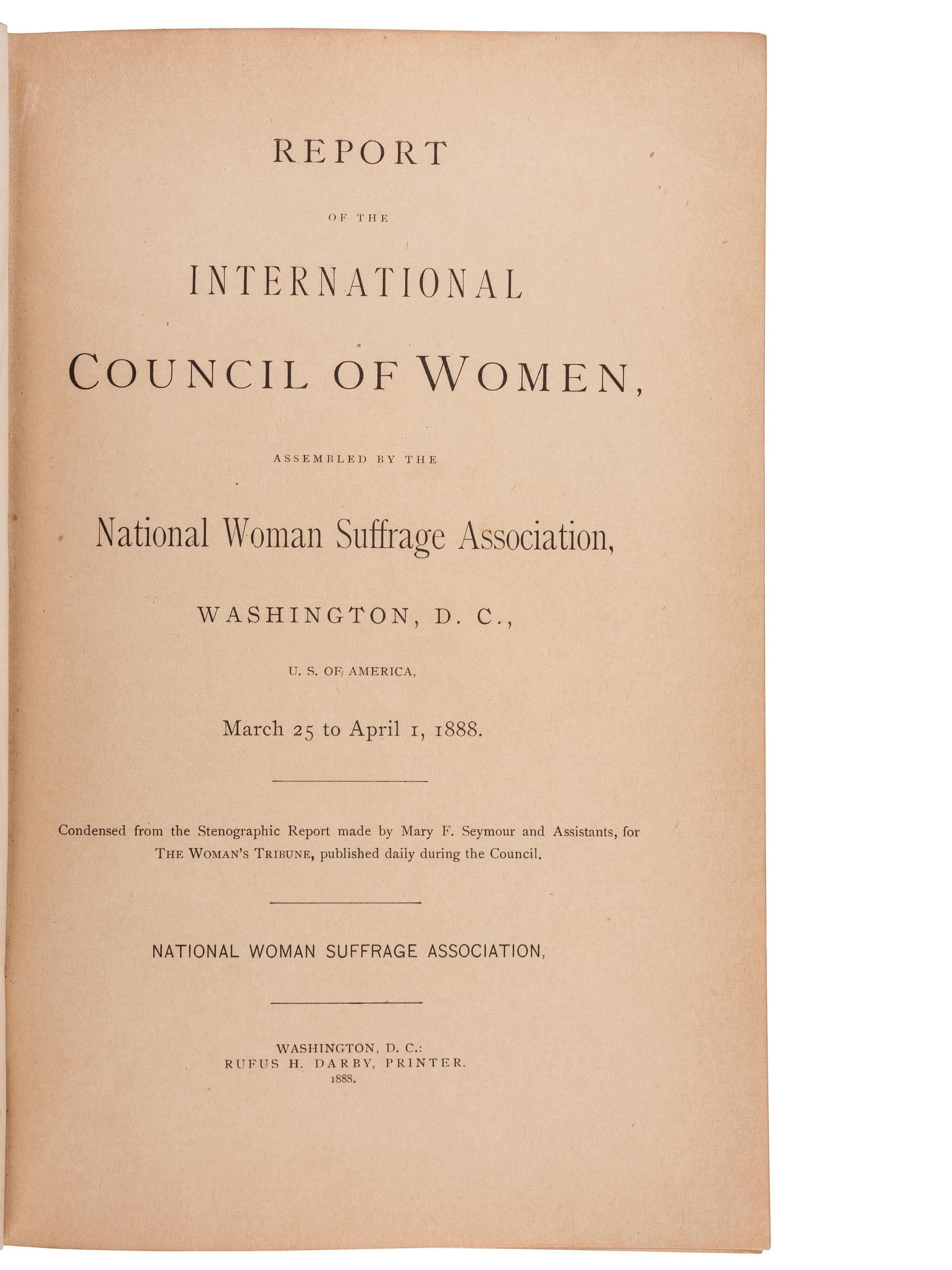 [WOMEN'S SUFFRAGE]. ANTHONY, Susan B. (1820-1906). Autographed note signed ("Susan B. Anthony"). Rochester, NY, 1 January 1898.
