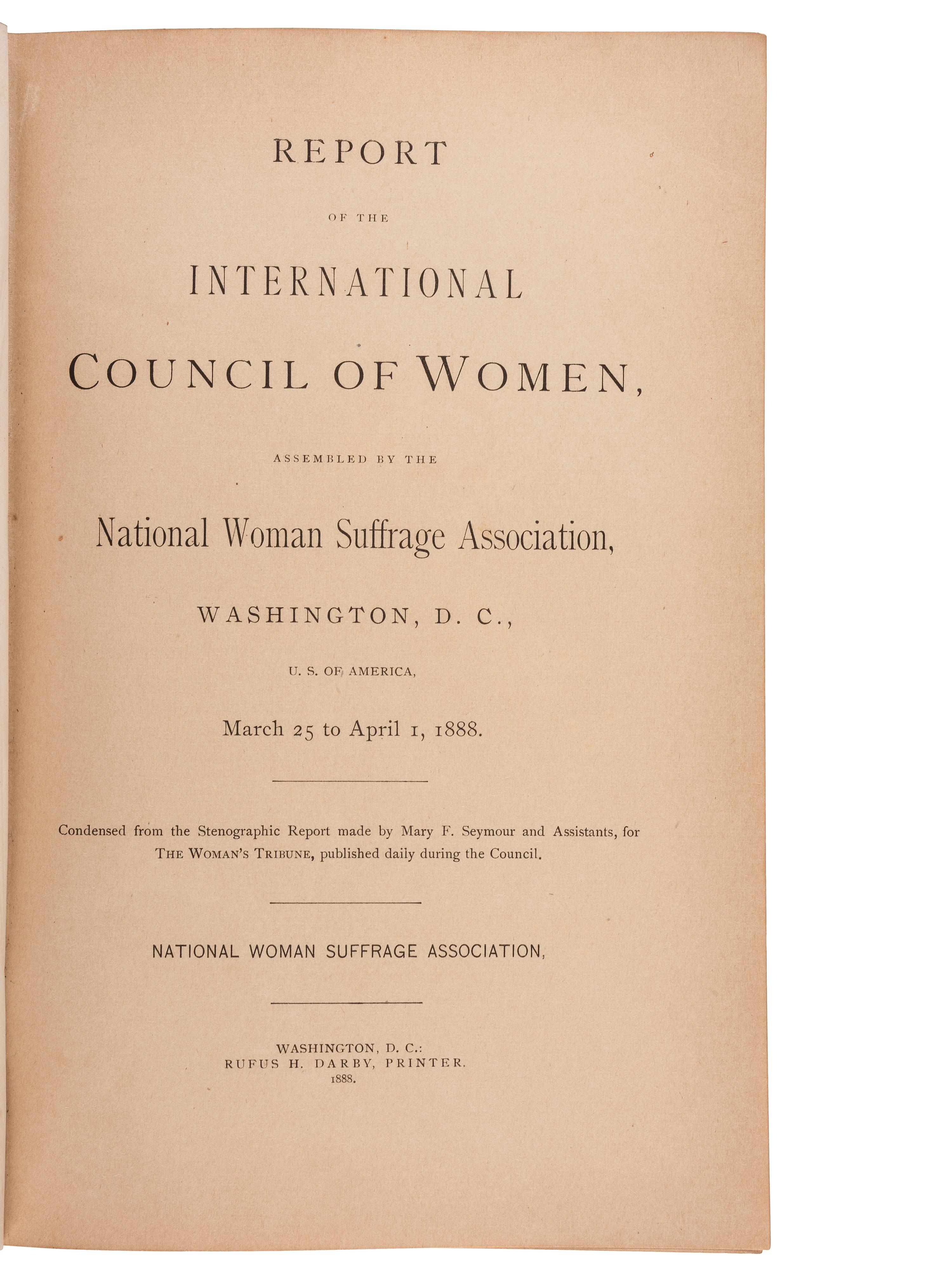 [WOMEN'S SUFFRAGE]. ANTHONY, Susan B. (1820-1906). Autographed note signed ("Susan B. Anthony"). Rochester, NY, 1 January 1898.
