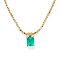 YELLOW GOLD AND EMERALD PENDANT/NECKLACE