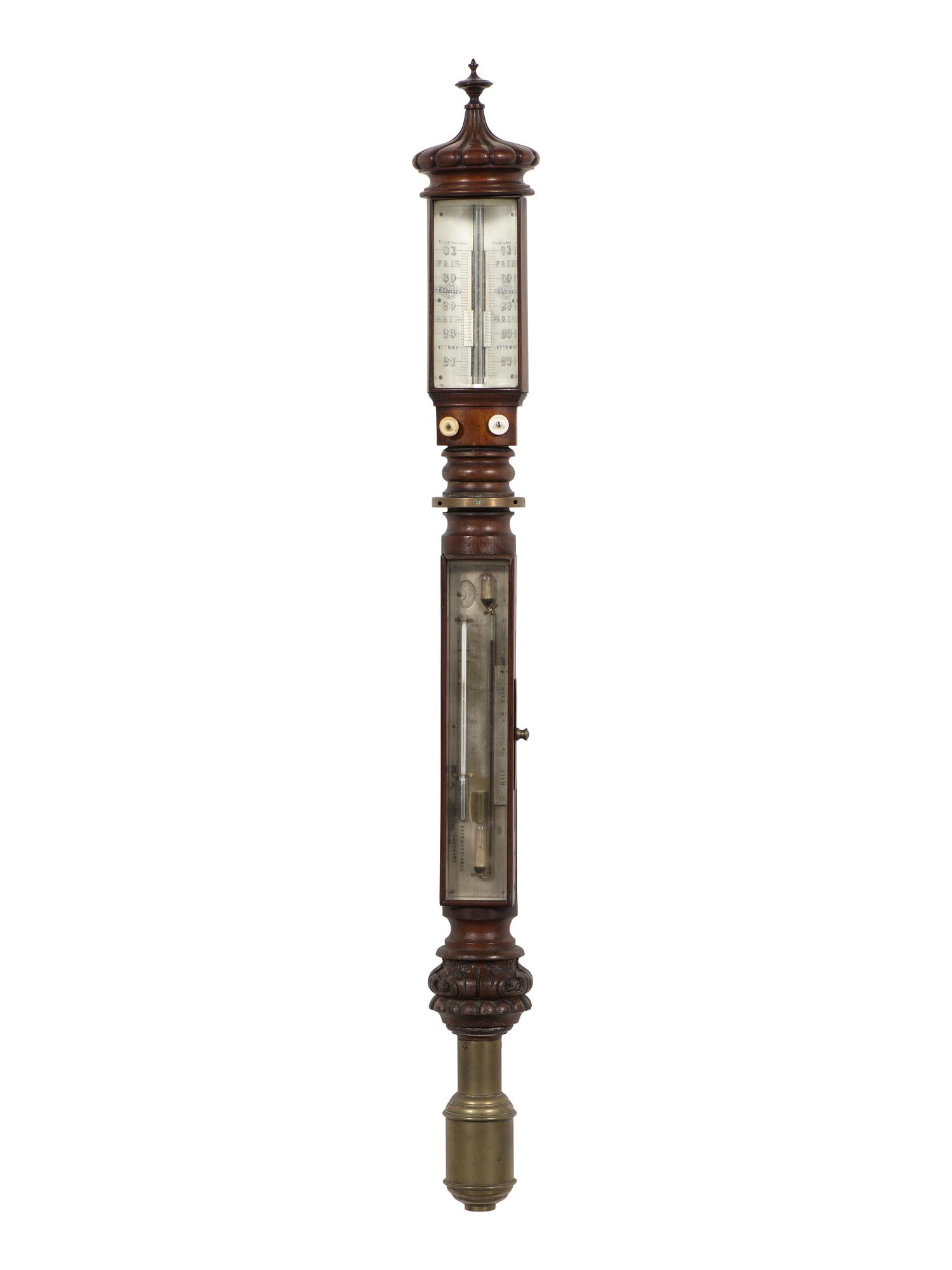 An English Mahogany Marine Stick Barometer with 'Improved Sympiesometer'