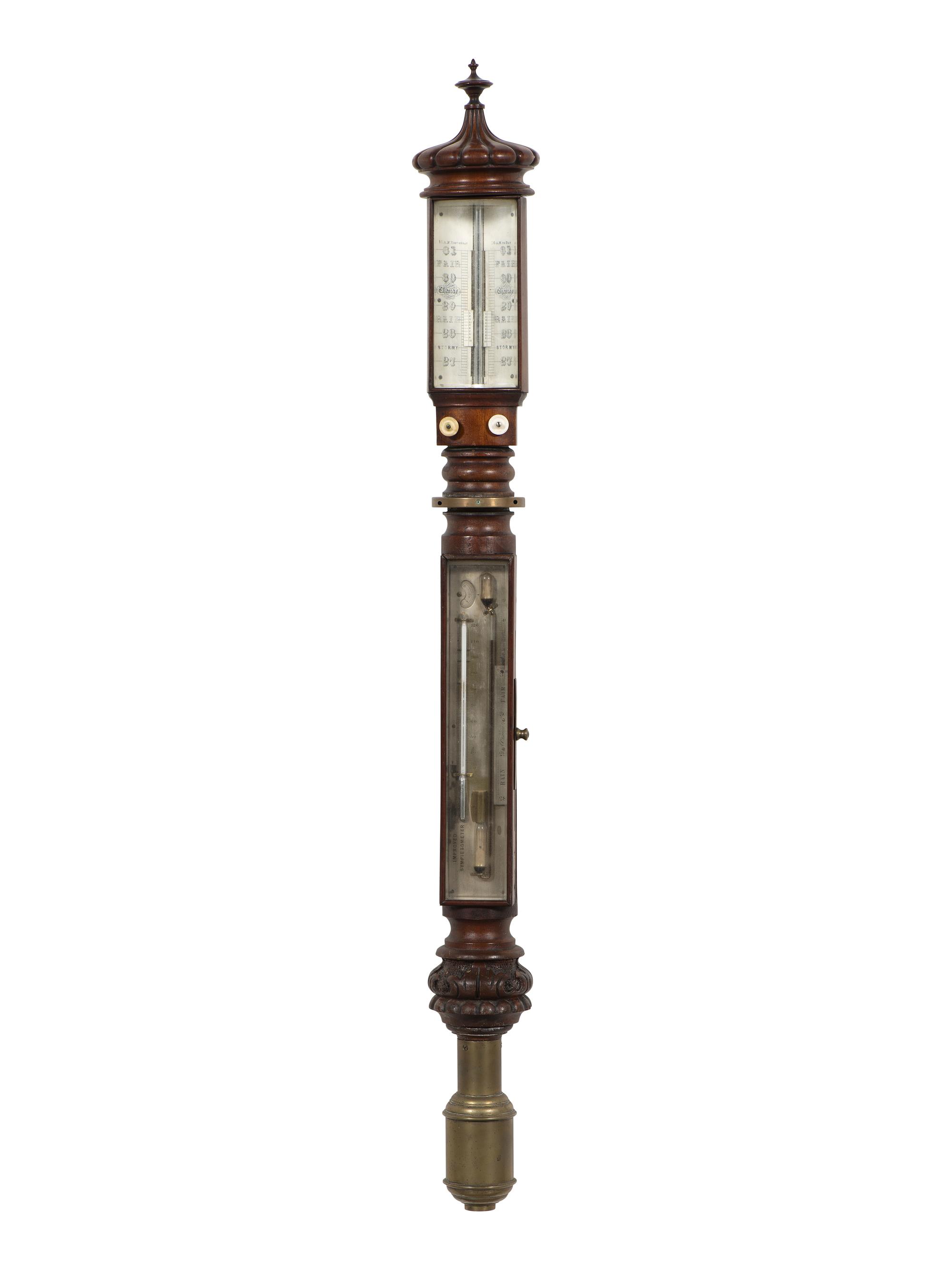 An English Mahogany Marine Stick Barometer with 'Improved Sympiesometer'