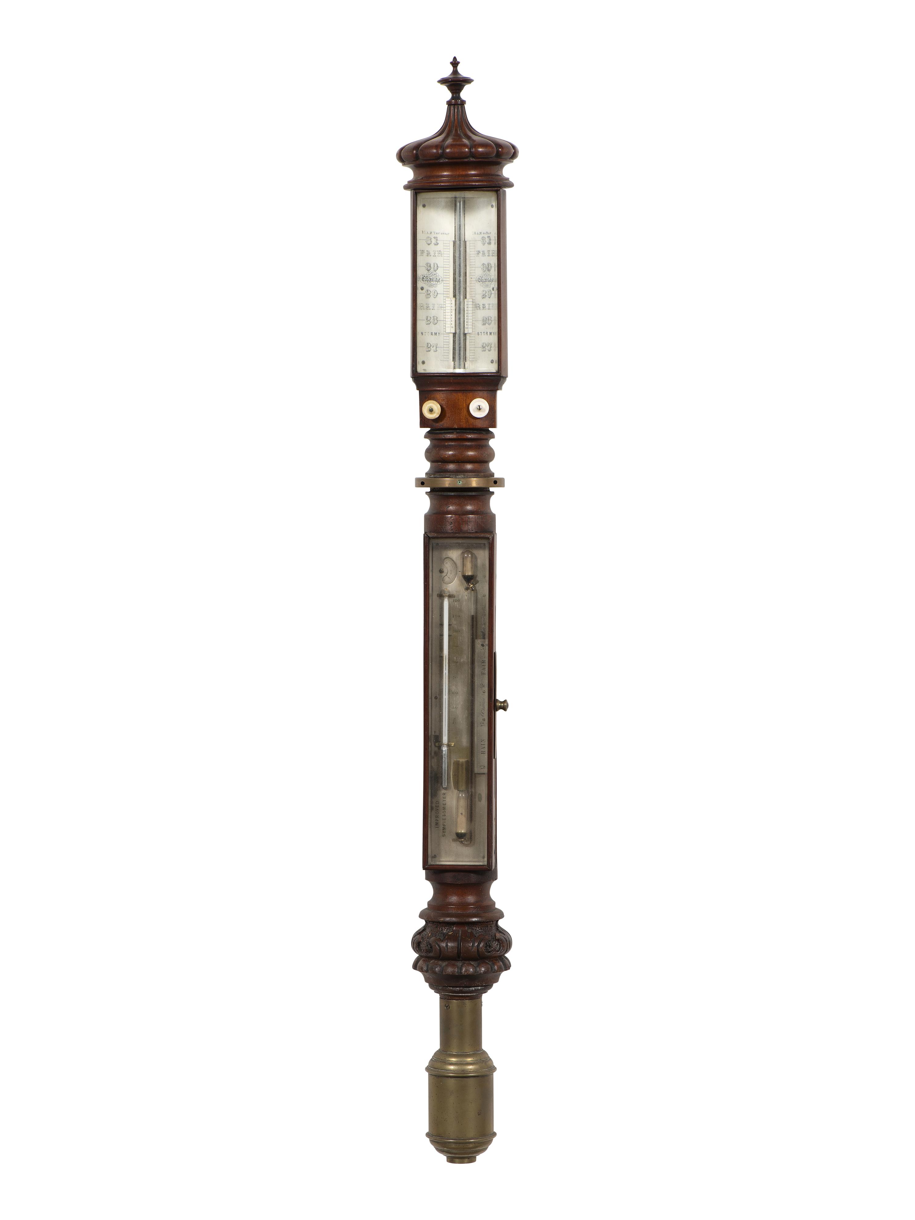 An English Mahogany Marine Stick Barometer with 'Improved Sympiesometer'