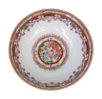 A Chinese Export Mandarin Palette Porcelain Punch Bowl