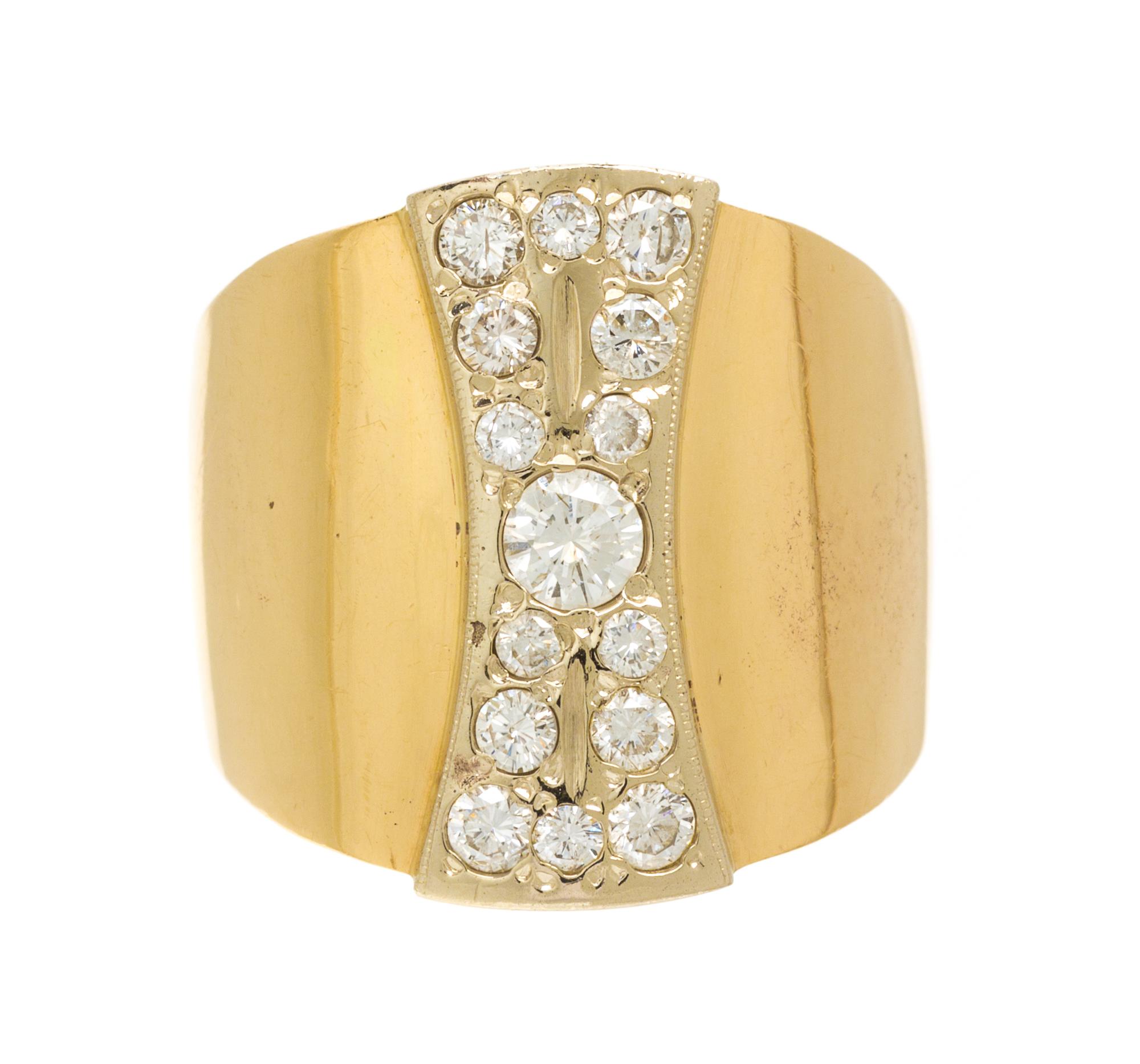 A Yellow Gold and Diamond Ring, 9.60 dwts.