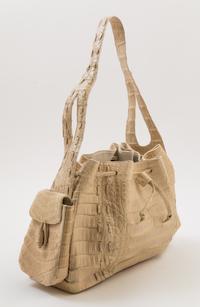 A Nancy Gonzalez Cream Crocodile Handbag, 12" x 7.5" x 4"; Strap drop: 8".