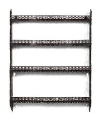 A Pair of Chinese Chippendale Pierced Mahogany Hanging Shelves