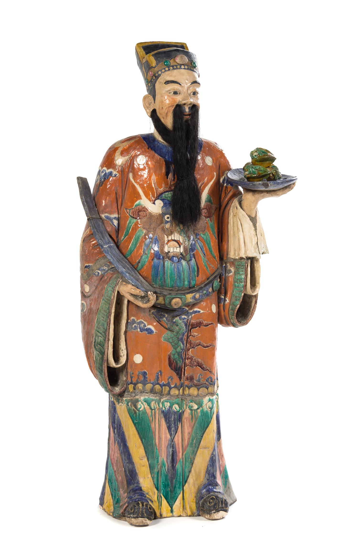A Large Chinese Polychrome Enameled Porcelain Figure of an Official MING DYNASTY OR LATER Height 45 1/2 inches. — MING DYNASTY OR LATER