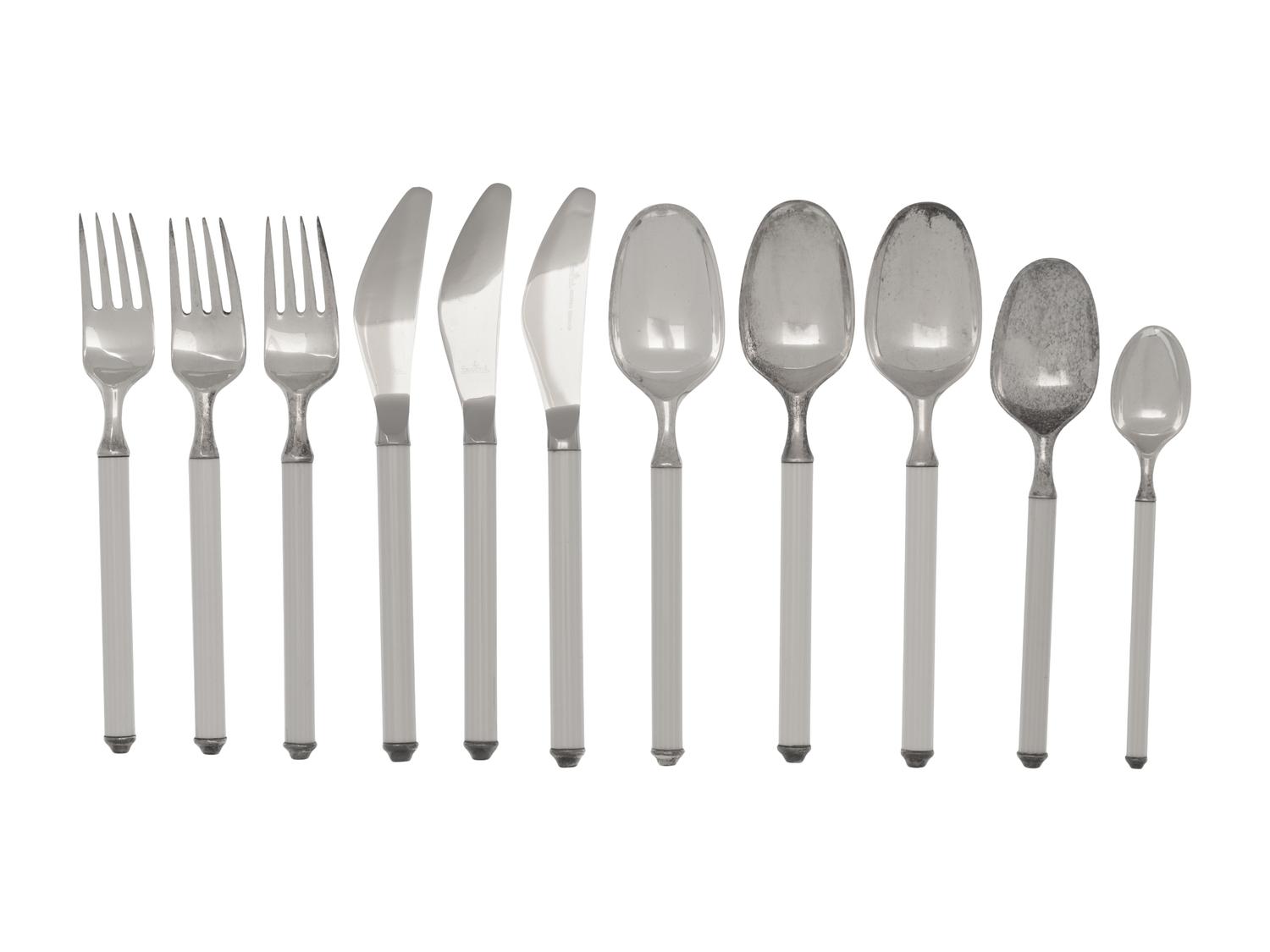 A Group of Rosenthal Porcelain Mounted Silver Flatware