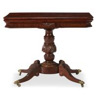 Classical carved and figured mahogany card table New York, NY, circa 1827