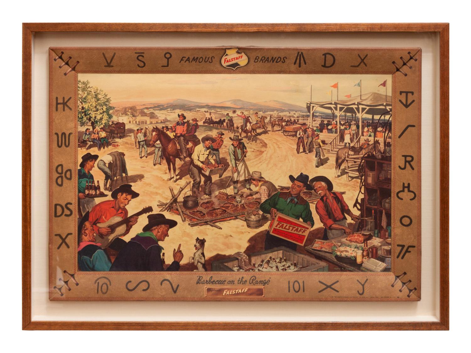 Falstaff Advertising Sign, Barbecue on the Range, 1951