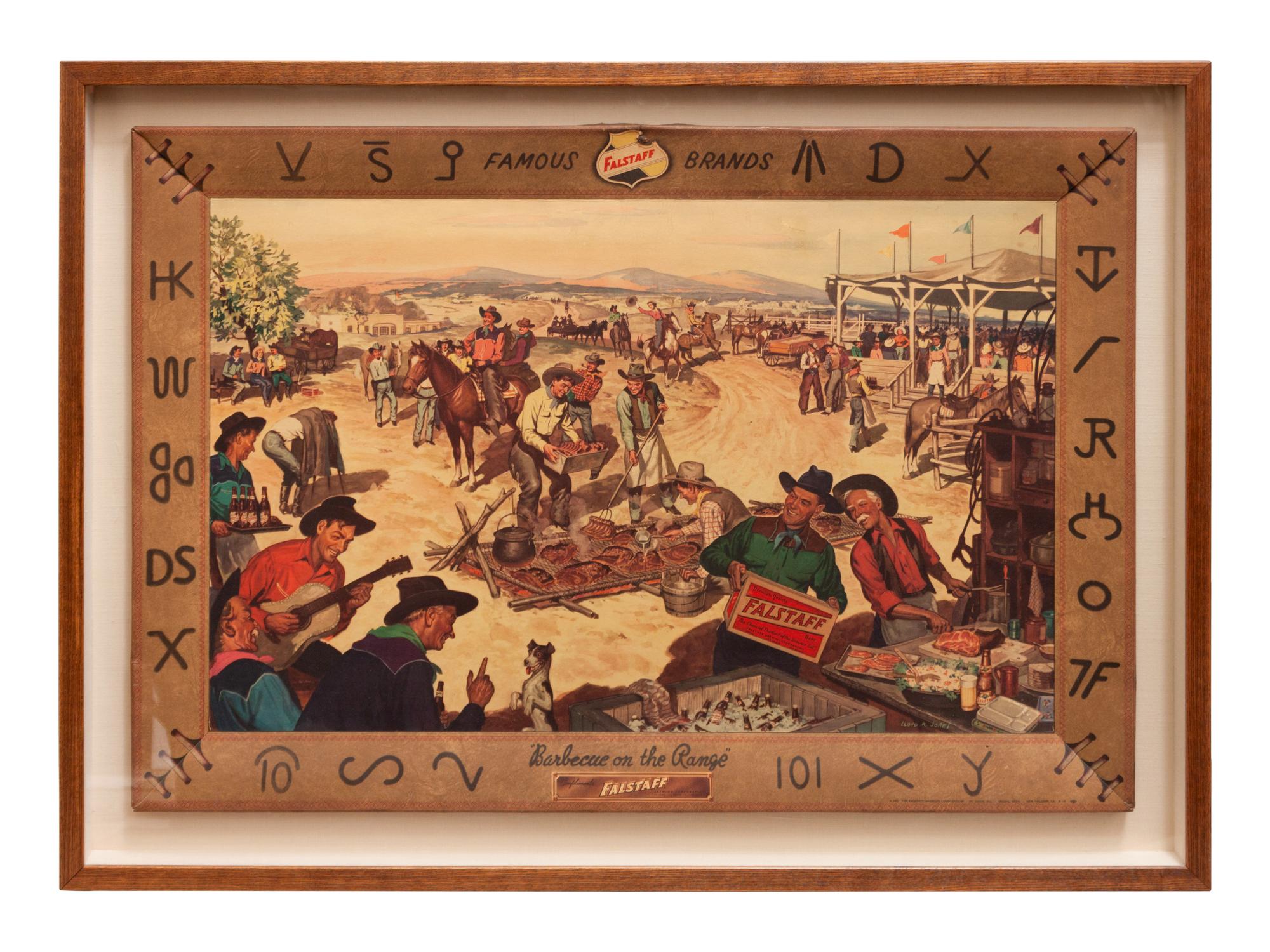 Falstaff Advertising Sign, Barbecue on the Range, 1951