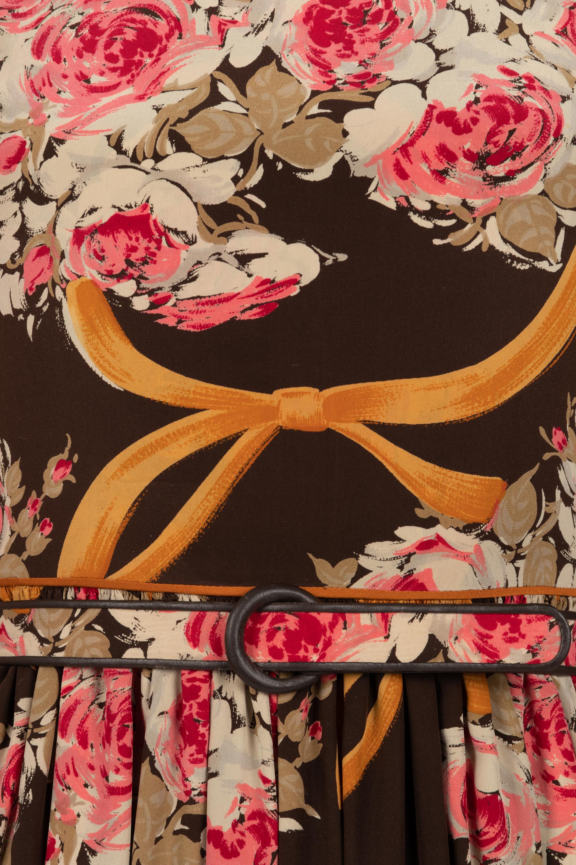 Galanos Floral Printed Dress, 1970s