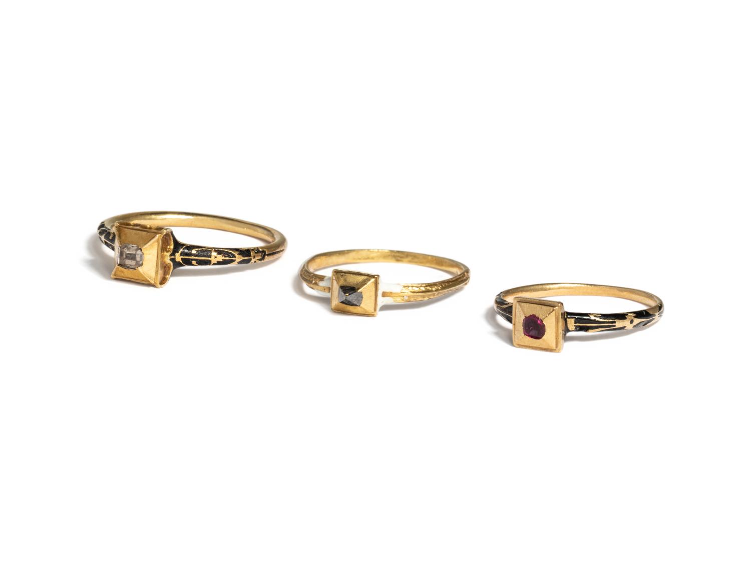 RENAISSANCE REVIVAL, COLLECTION OF YELLOW GOLD RINGS