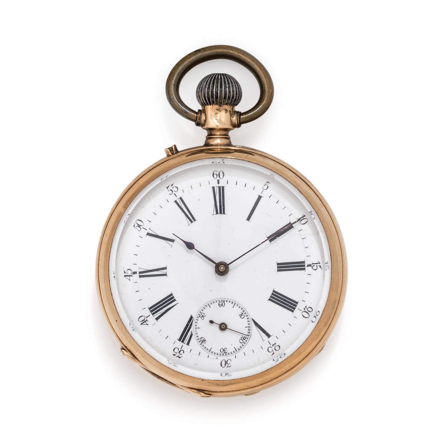 14K YELLOW GOLD OPEN FACE POCKET WATCH