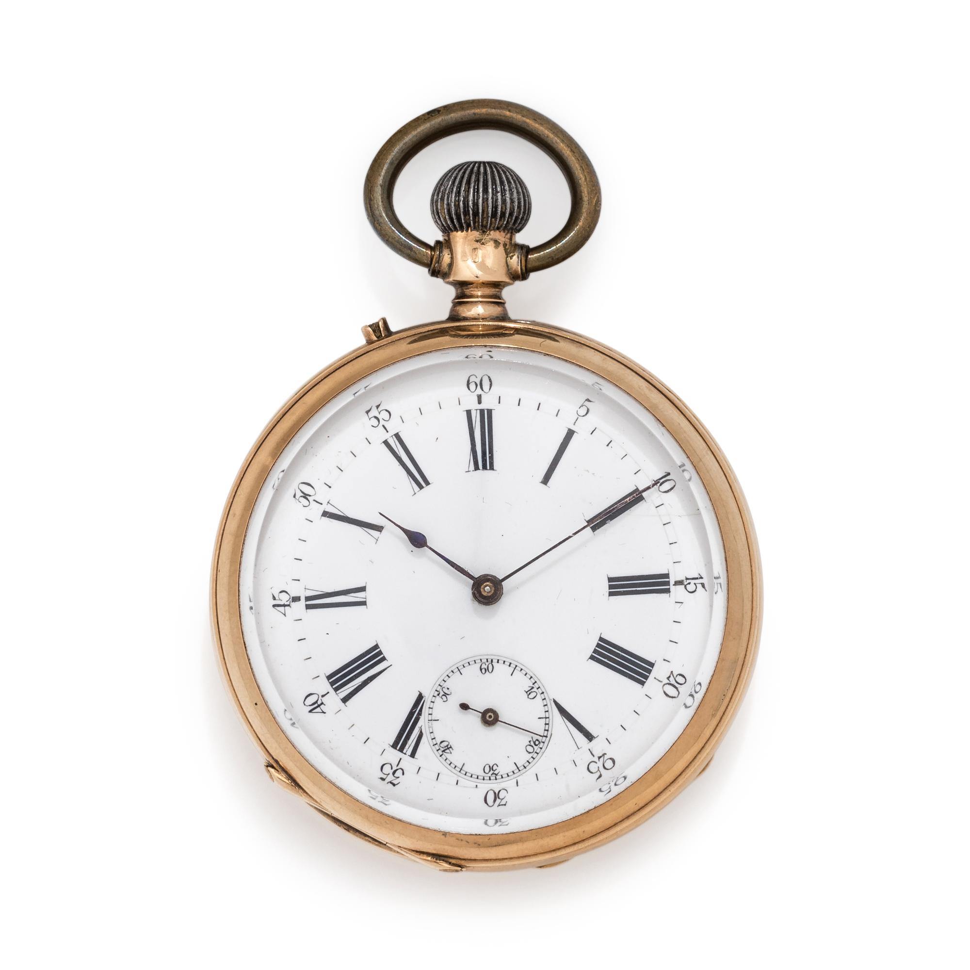 14K YELLOW GOLD OPEN FACE POCKET WATCH