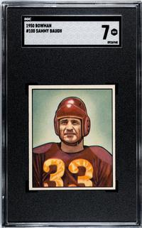 A 1950 Bowman Sammy Baugh Football Card No. 100 (SGC 7 NRMT)