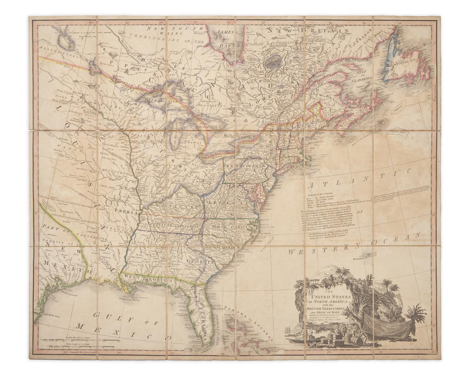 [Maps & Atlases] Faden, W(illiam). The United States of North America: with the British Territories and Those of Spain