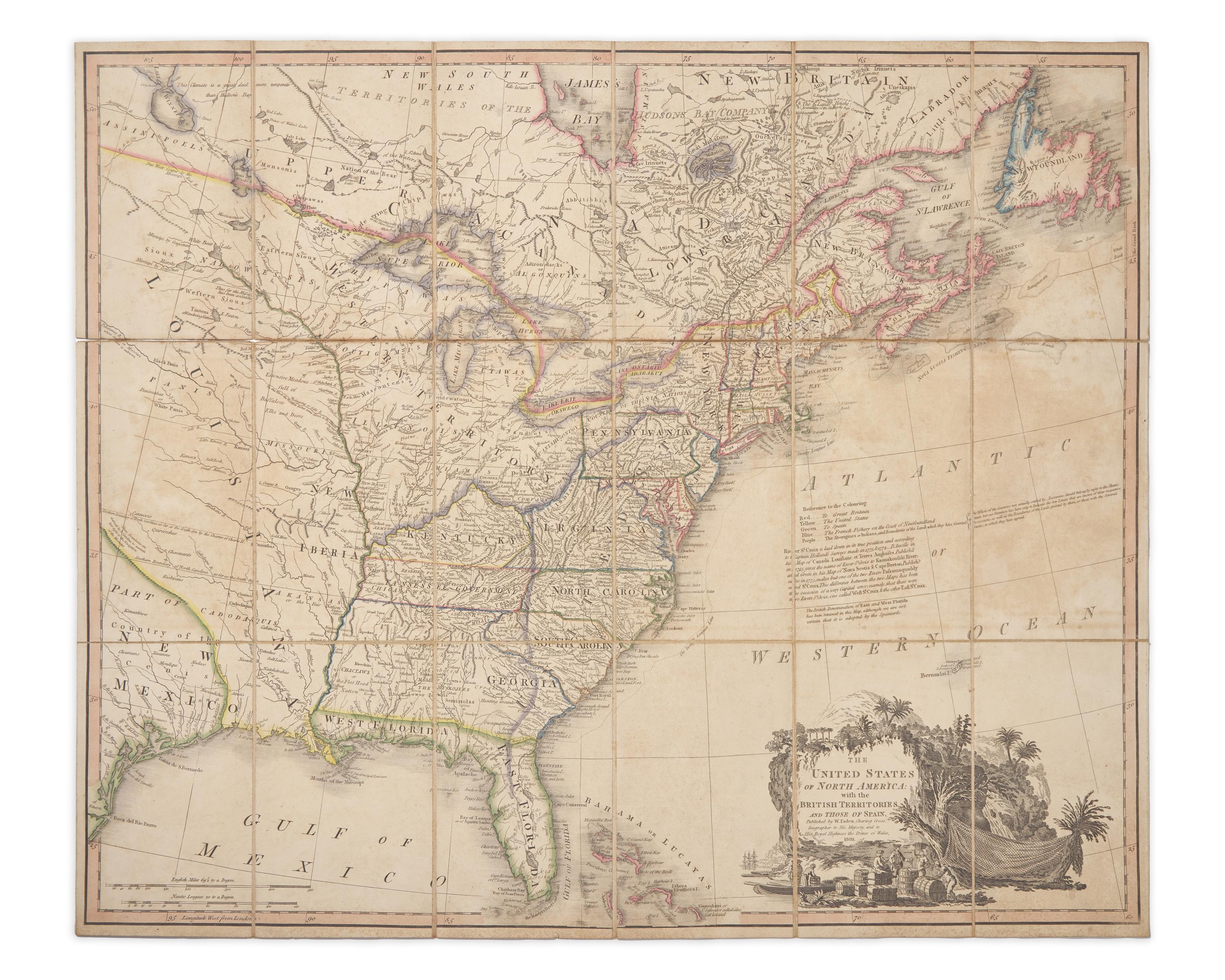 [Maps & Atlases] Faden, W(illiam). The United States of North America: with the British Territories and Those of Spain