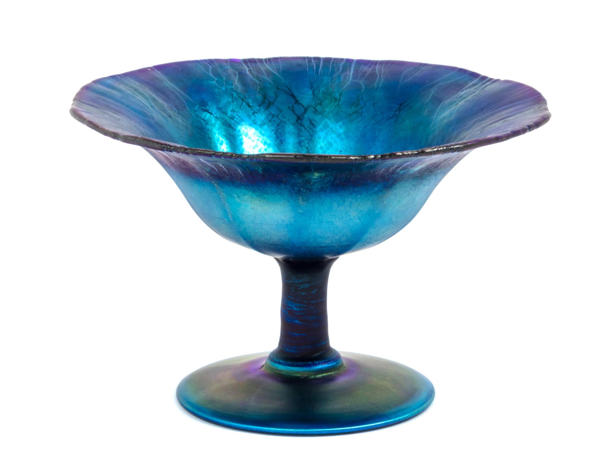Tiffany Studios, EARLY 20TH CENTURY, a blue Favrile glass compote