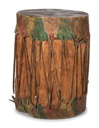 Pueblo Painted Drum, with Beater