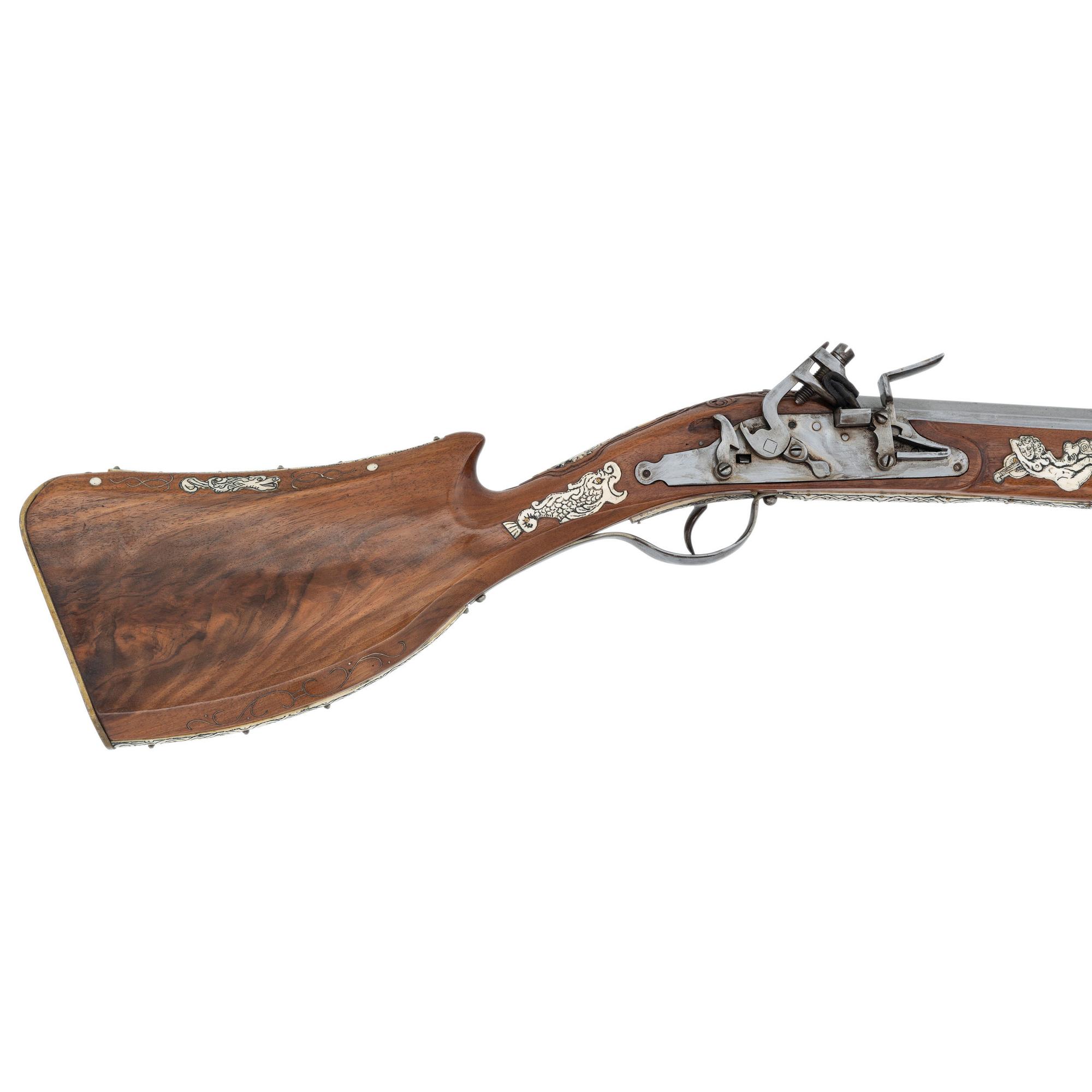 Contemporary Flintlock Musket with Folkloric Hunting Motifs