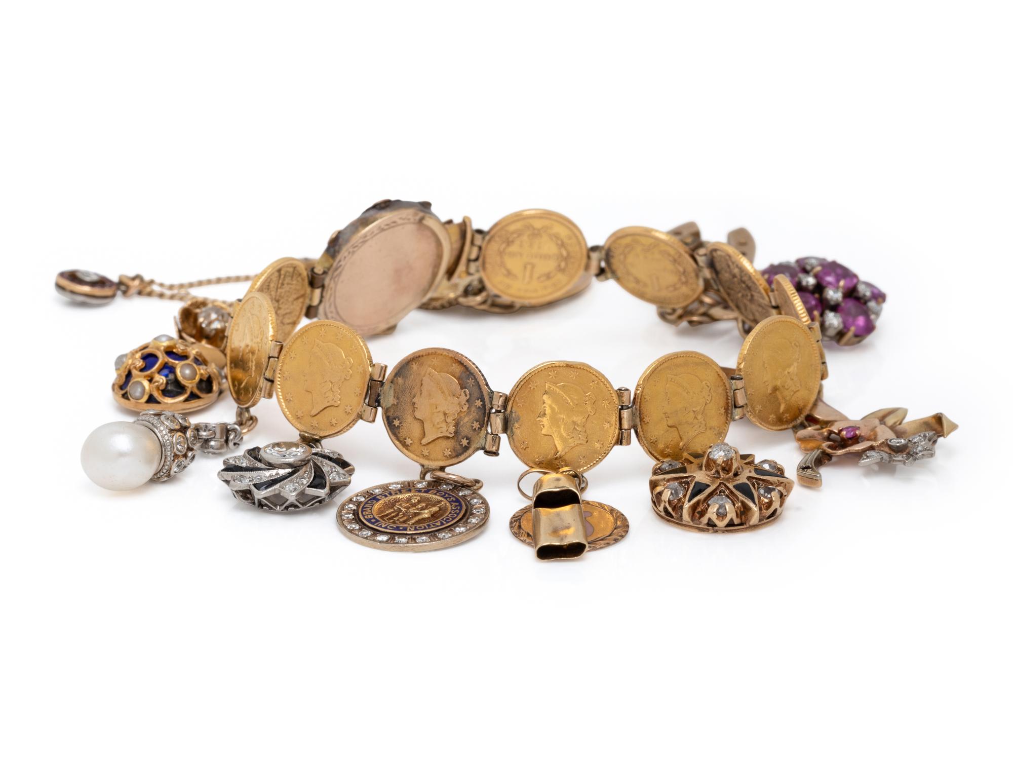 YELLOW GOLD CHARM BRACELET