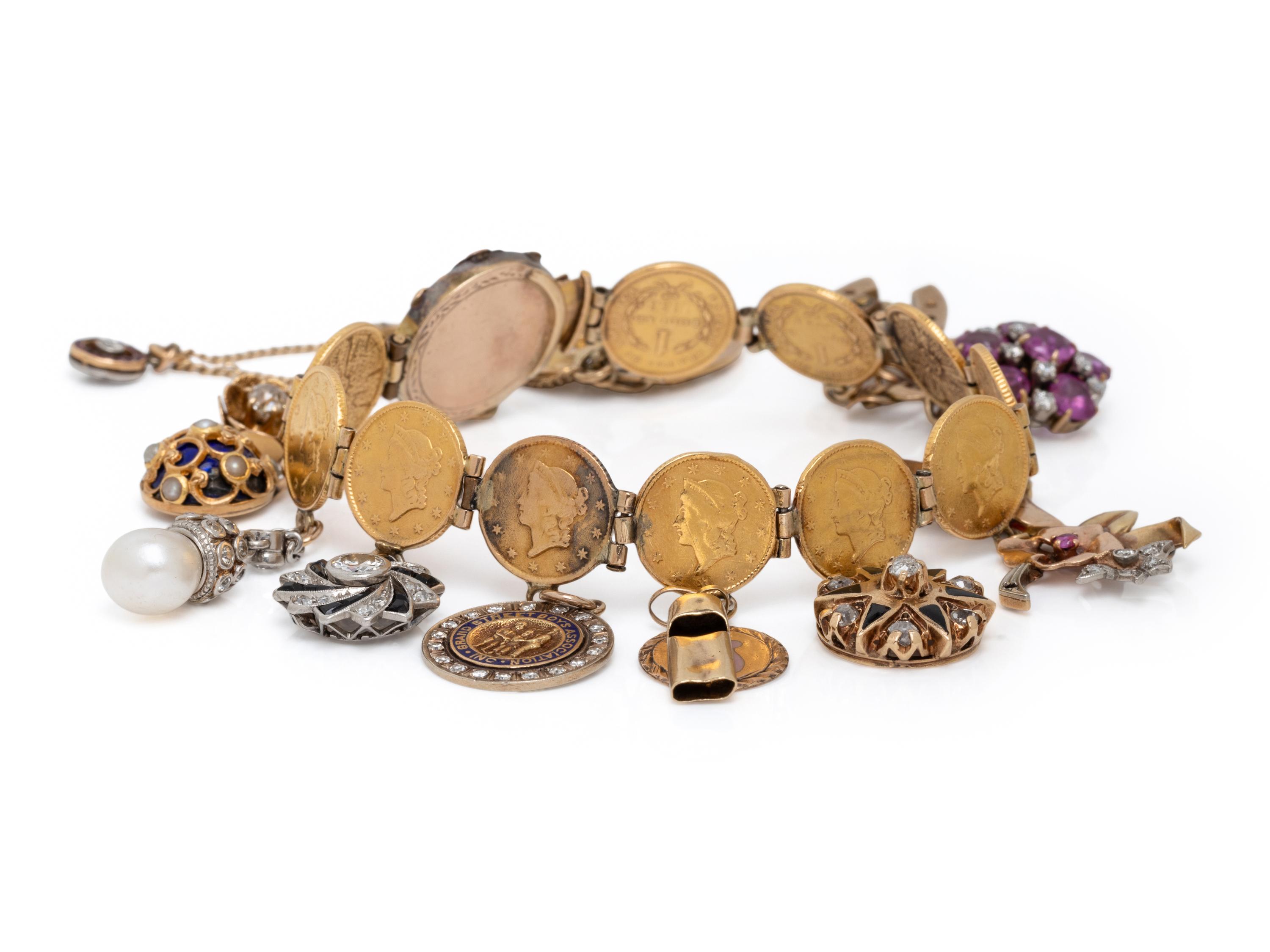 YELLOW GOLD CHARM BRACELET