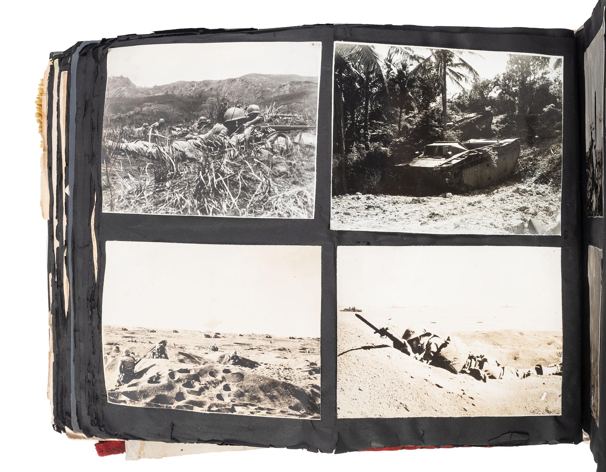 [WORLD WAR II]. Extensive US Marine Corps album identified to African American Corporal Charles H. Fowler, 52nd Defense Battalion, USMC, who trained at Montford Point, Camp Lejeune, North Carolina.