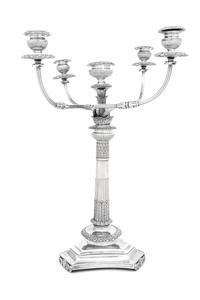 A Large English Silver-Plate Five-Light Candelabrum
