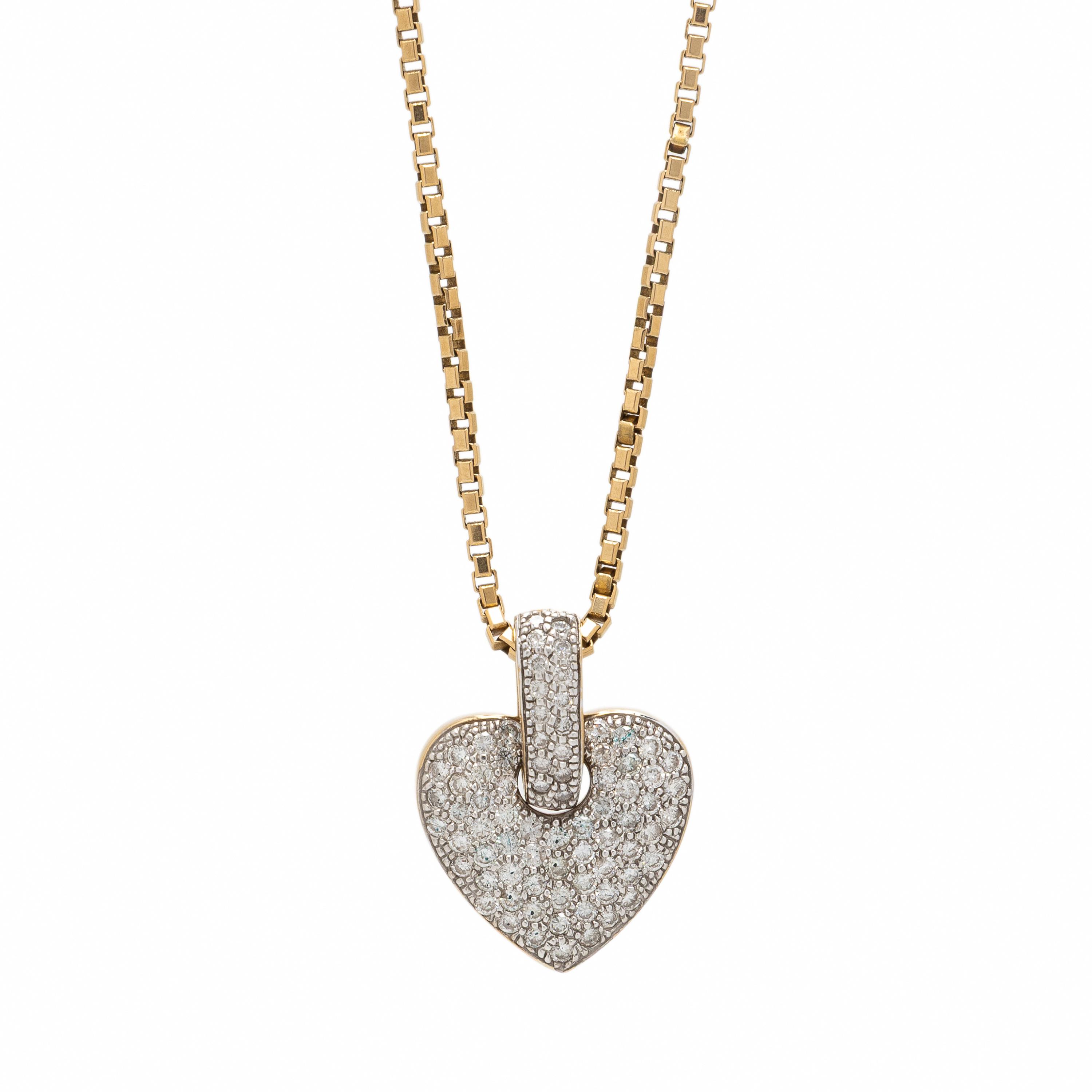 Diamond and Yellow Gold Heart Pendant Necklace