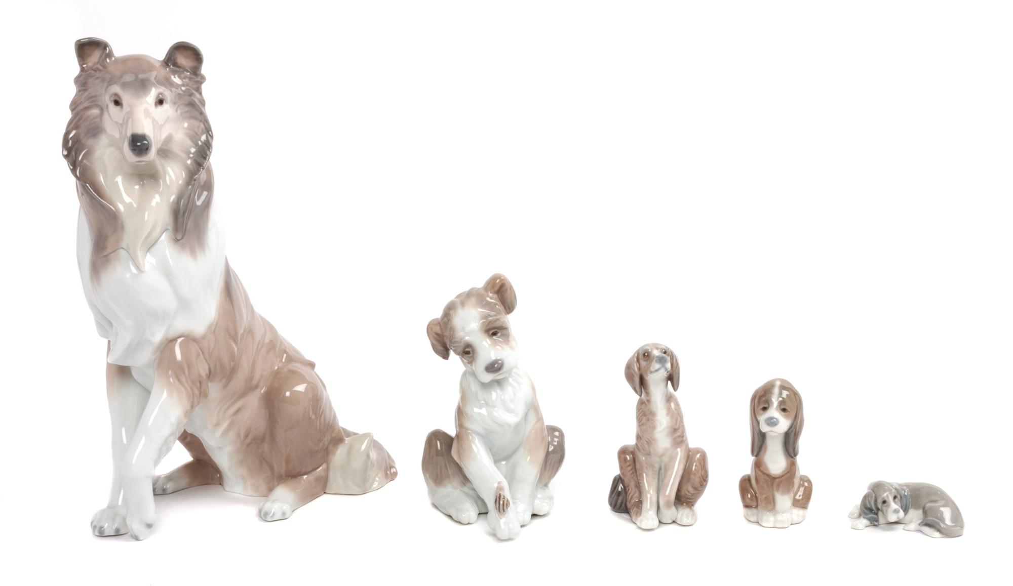 Five Lladro Porcelain Figures Height of tallest 10 1/4 inches. — 20TH CENTURY
