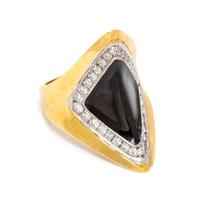 An 18 Karat Yellow Gold, Platinum, Diamond and Enamel Ring, 10.00 dwts.