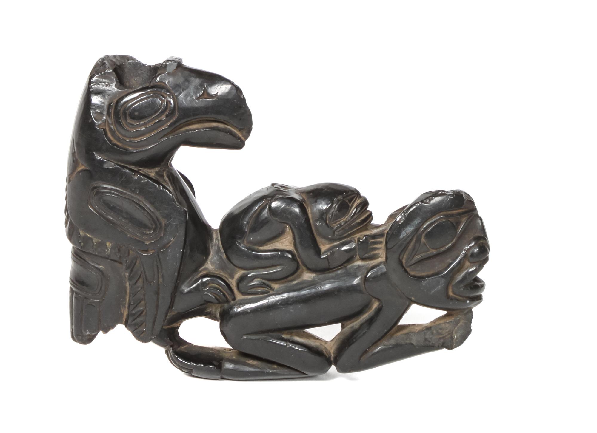 Haida Carved Argillite Pipe Length 4 3/4 inches — Late 19th Century