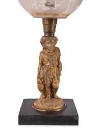 Four Gilt Metal and Glass Figural Oil Lamps