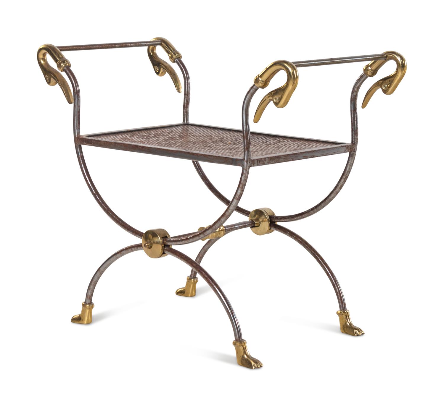 A French Steel and Brass Stool
