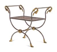 A French Steel and Brass Stool